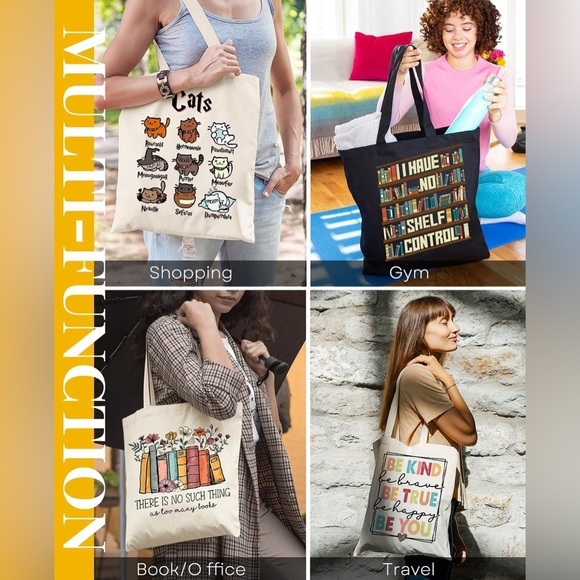 NIP Potter Cats Funny Cotton and Canvas Reusable Tote Bag - Picture 6 of 8